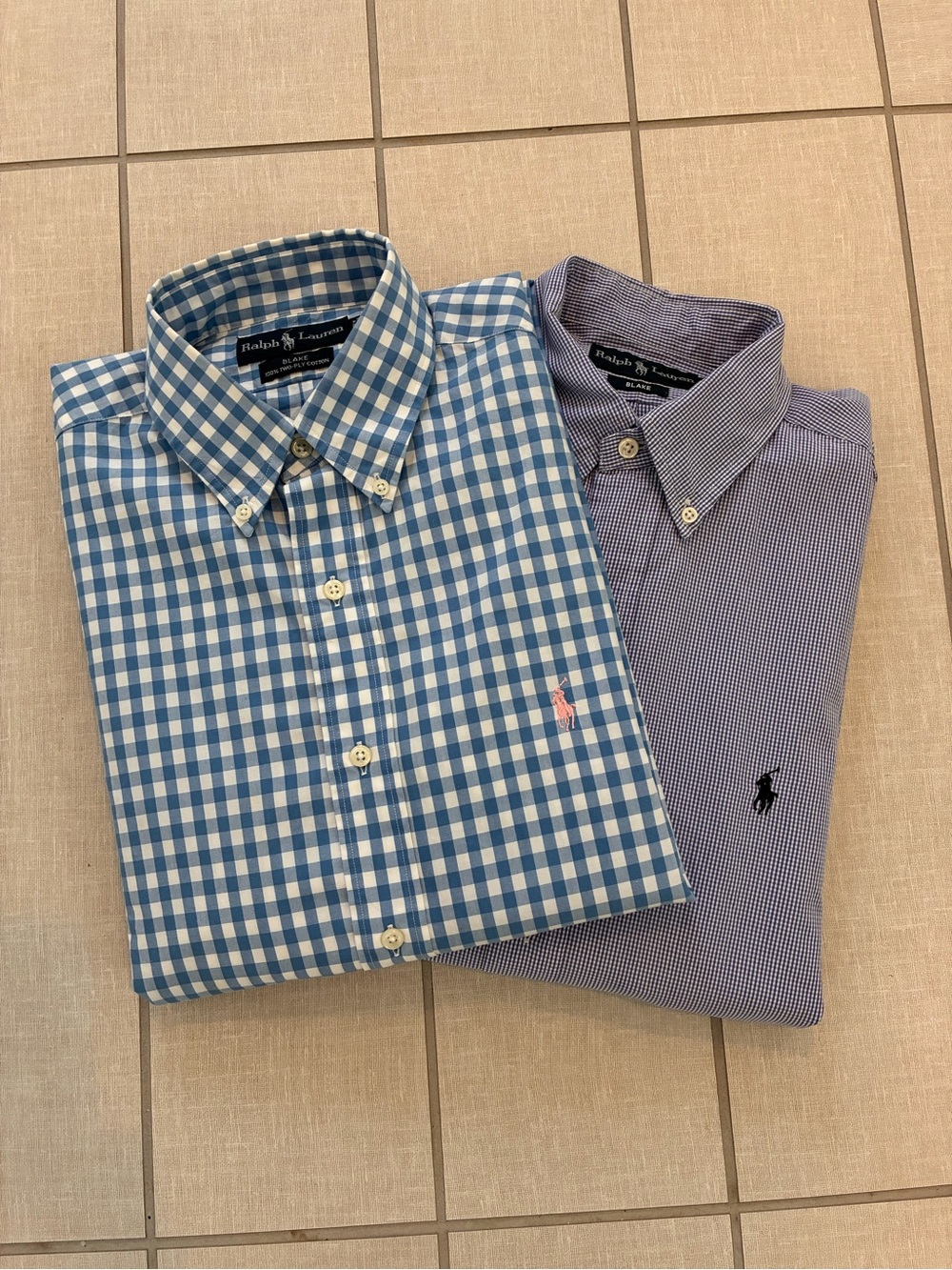 Set of 2 - Ralph Lauren Men’s Blue Button-Down Shirts Blake size M